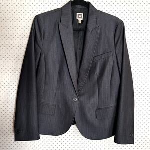 Anne Klein Dark Chambray Blazer 12 Blue Jacket Academia Office Career